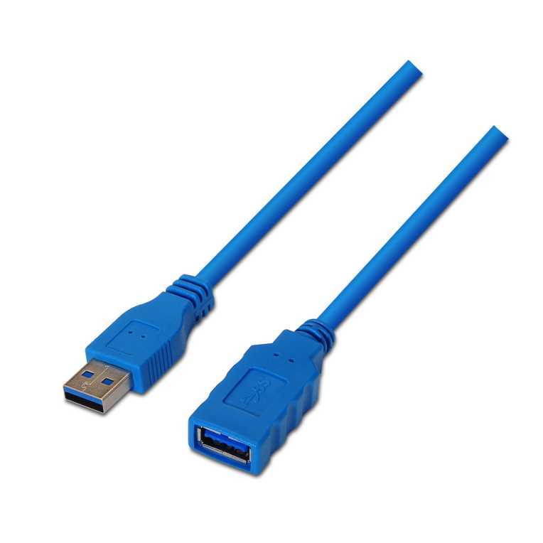 Cable Aisens Usb 3.0 Tipo A/M-A/H Azul 2.0m