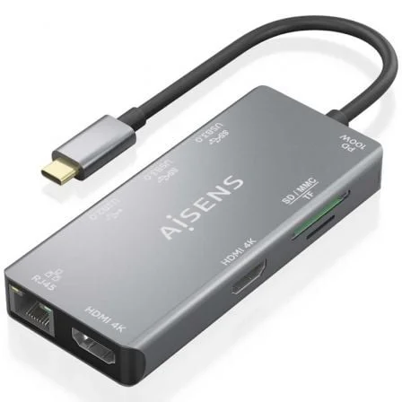 Docking Usb Tipo-C Aisens Asuc-9p018-Gr/ 2xhdmi/