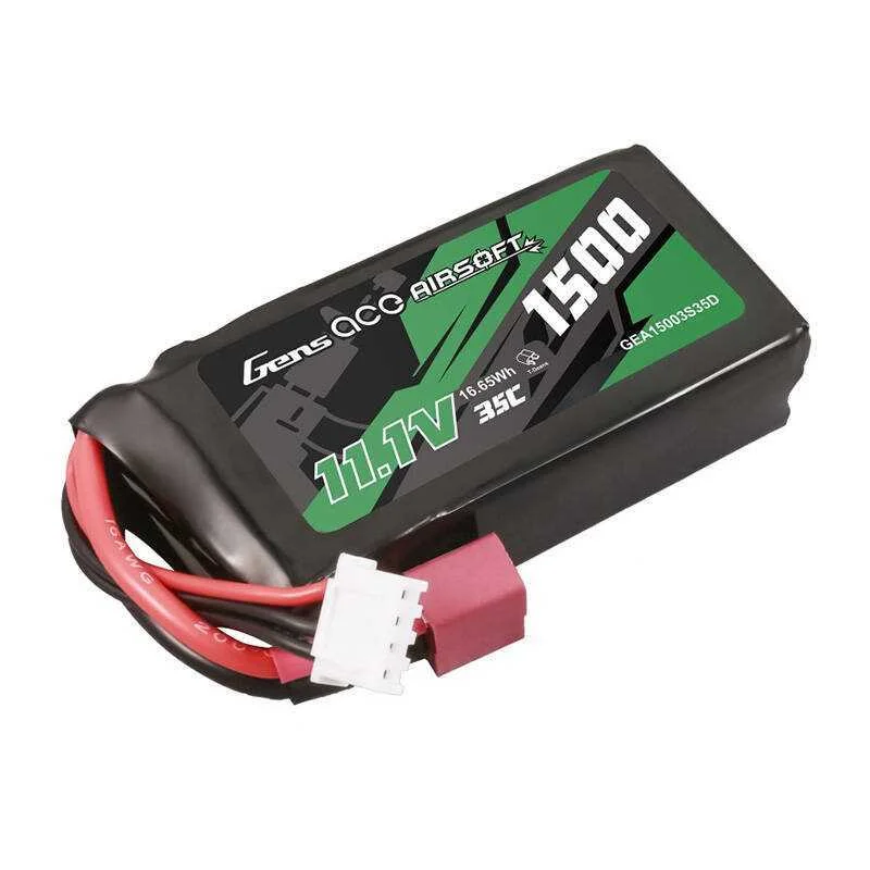 Gens Ace 35c 1500mah 3s1p 11.1v Airsoft Gun Lipo Battery With T Plug