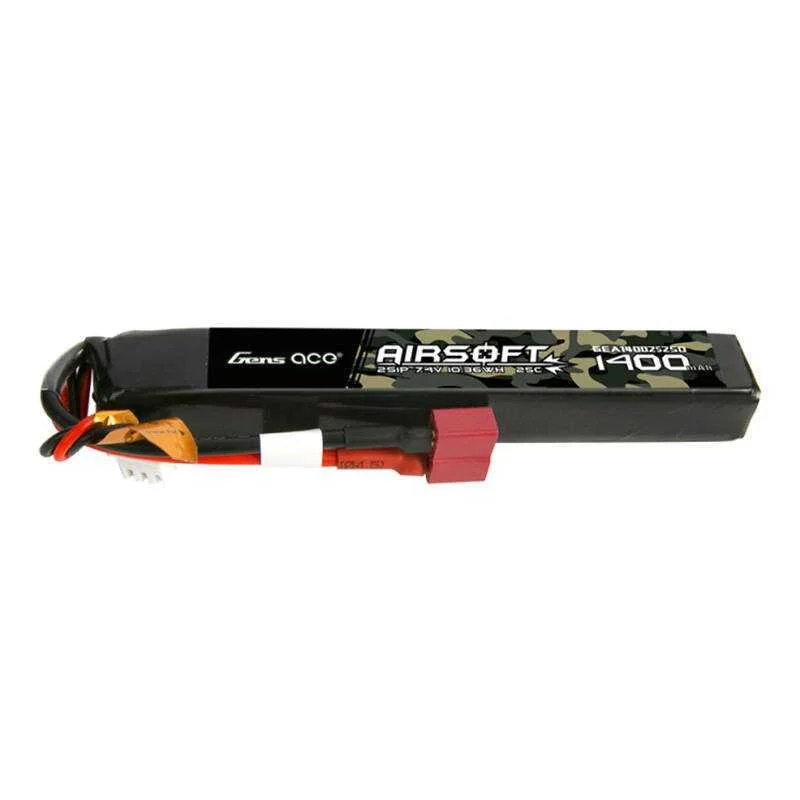 Gens Ace 25c 1400mah 2s1p 7.4v Airsoft Gun Lipo Battery With T Plug