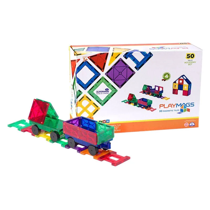 Magnetic Tiles 3d Train Playmags 153 - 50 Pcs Set