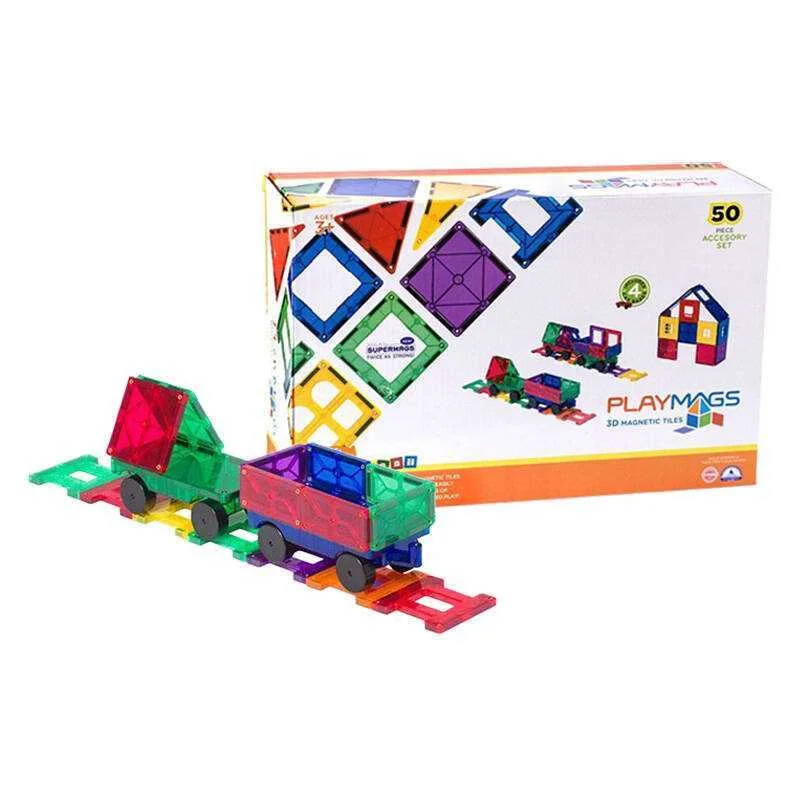 Magnetic Tiles 3d Train Playmags 153 - 50 Pcs Set