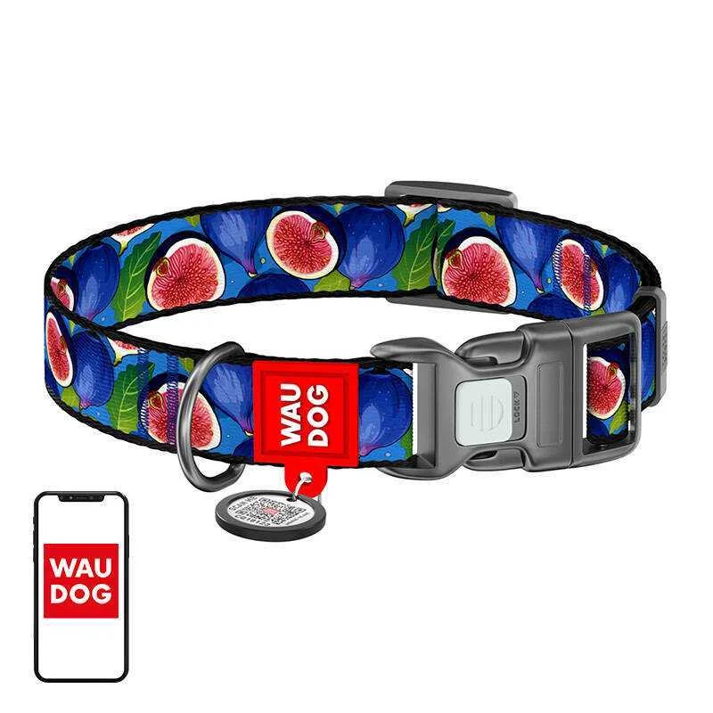 Waudog ''fig'' Nylon Dog Collar With Qr Code, Size Xl