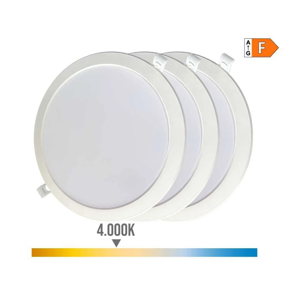 Pack 3 downlights led 18w, daylight 4000k