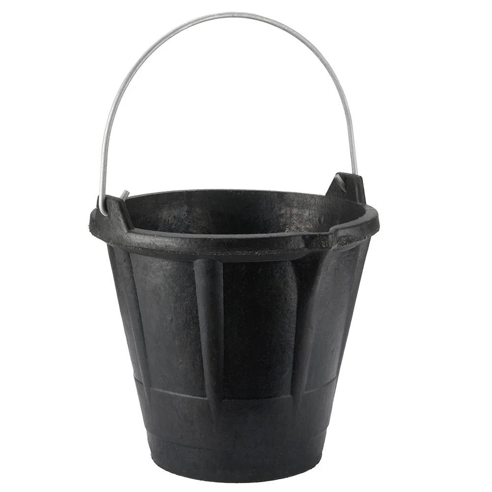 Balde industrial 12 l de borracha preta resistent.