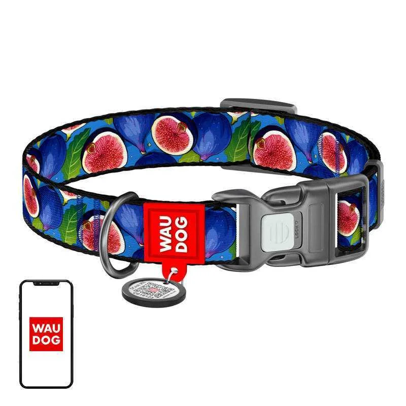 Waudog ''fig'' Nylon Dog Collar With Qr Code, Size M
