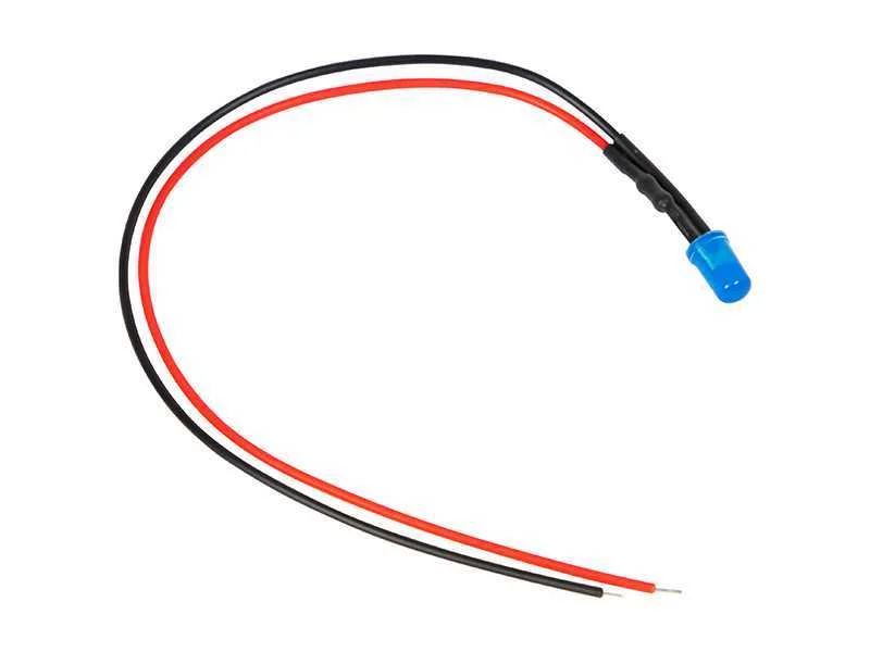 Led 5 Mm Azul 12v com Fio de 20cm
