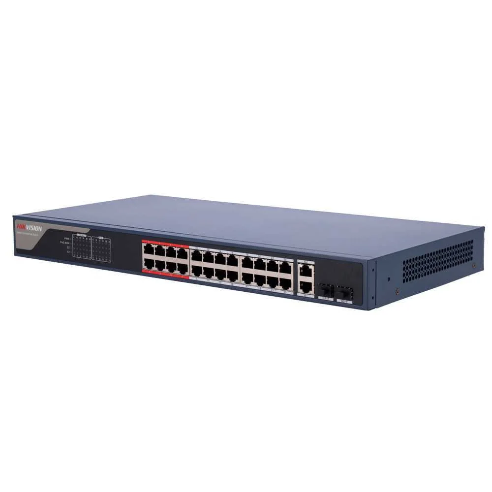Switch Poe Hikvision - 24 Puertos Rj45 Fe + 2 Pue.