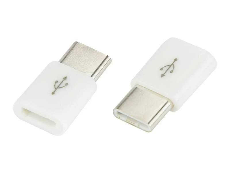 Adaptador Micro Usb-Para-Plug Usb-C Branco