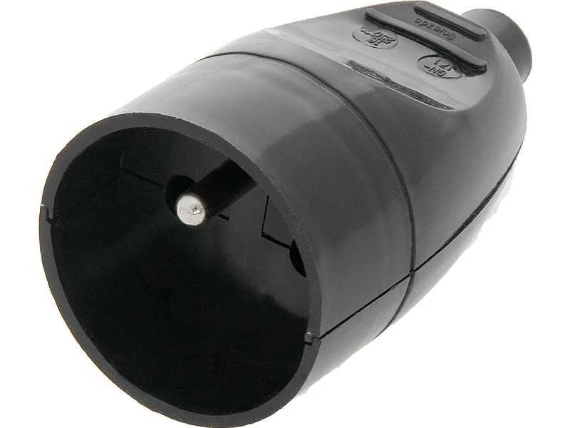 Tomada Gn-171 com ligação à terra simples preto