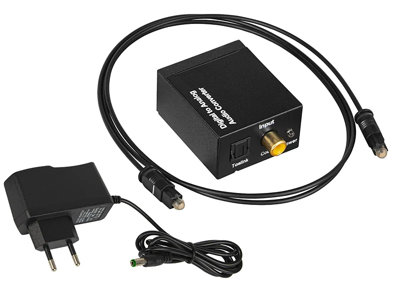 Conversor Ótico Toslink Dac para 2xrca com Fonte de Alimentação