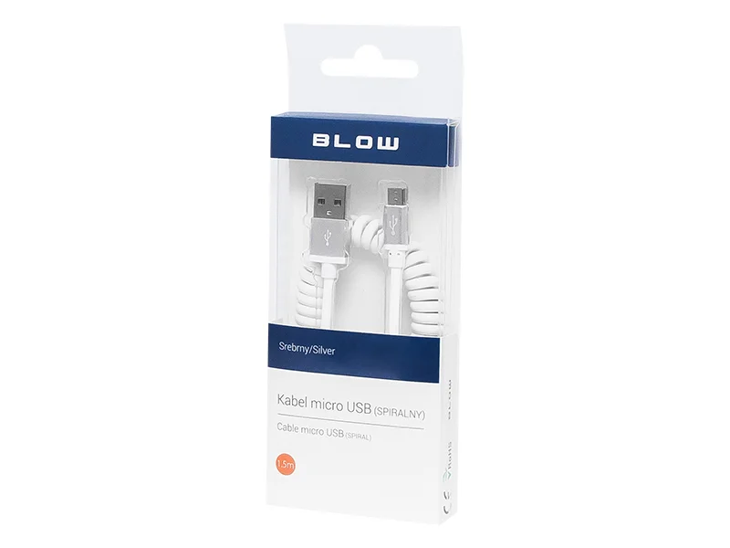 Conector Usb a - Micro B 1,5m Espiral Prata Bl