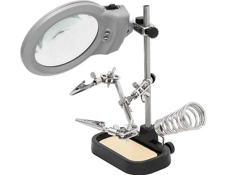 Suporte para lupa de terceira m&atilde;o + m&atilde;o na base