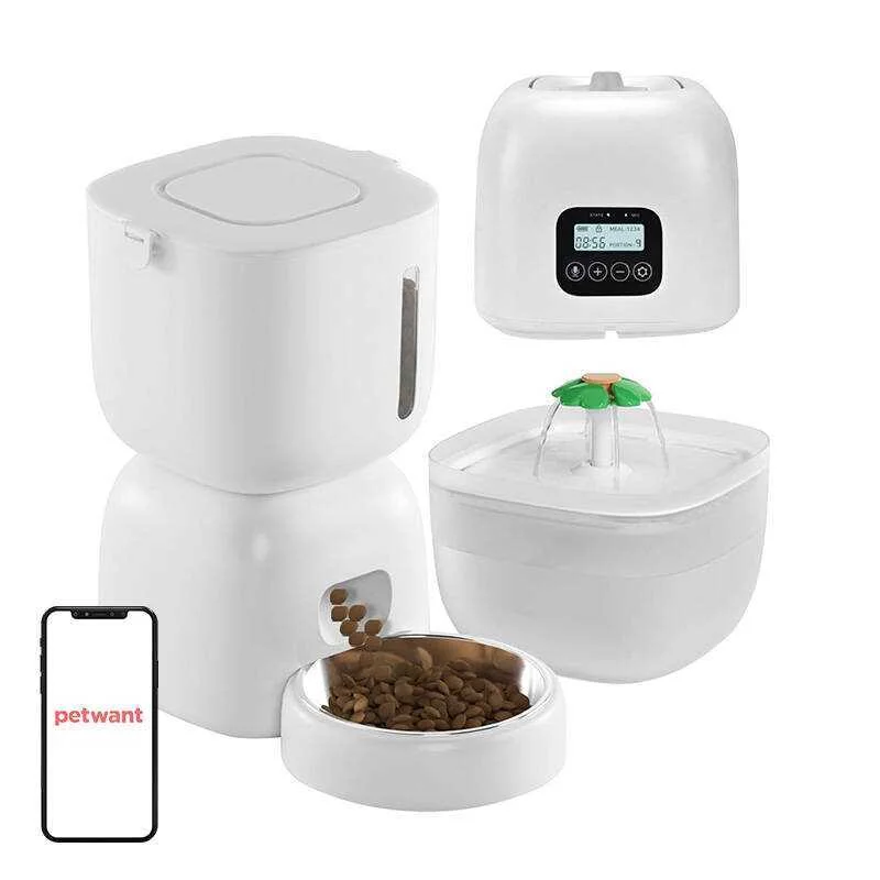 Comedouro Automático 3l para Animais de Estimação+Fonte de Água 2l para Animais de Estimação