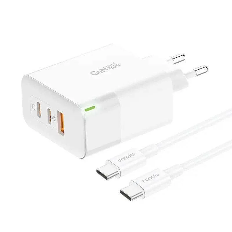 Carregador Foneng Gan65 Usb-A, 2x Usb-C Gan 65w Com