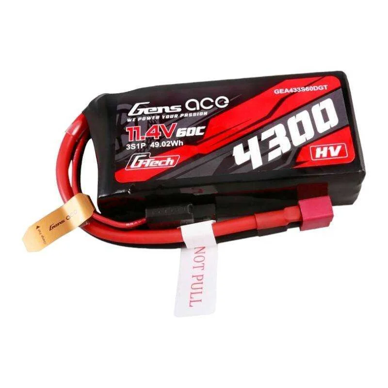 Gens Ace G-Tech 4300mah 3s1p 11.4v 60c Lipo Battery With T-Plug