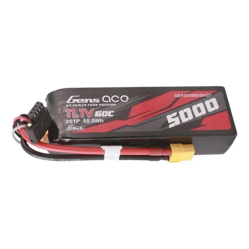 Gens Ace G-Tech 5000mah 11.1v 60c 3s1p Short-Size Lipo With Xt60 Plug