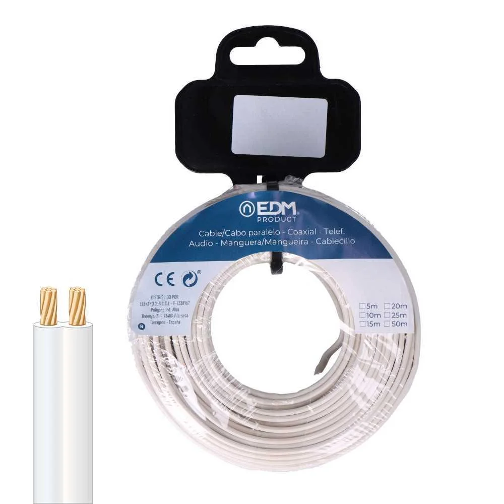 Carretel Paralelo 2 X 2,50 Mm2 Branco "Audio" 5 M
