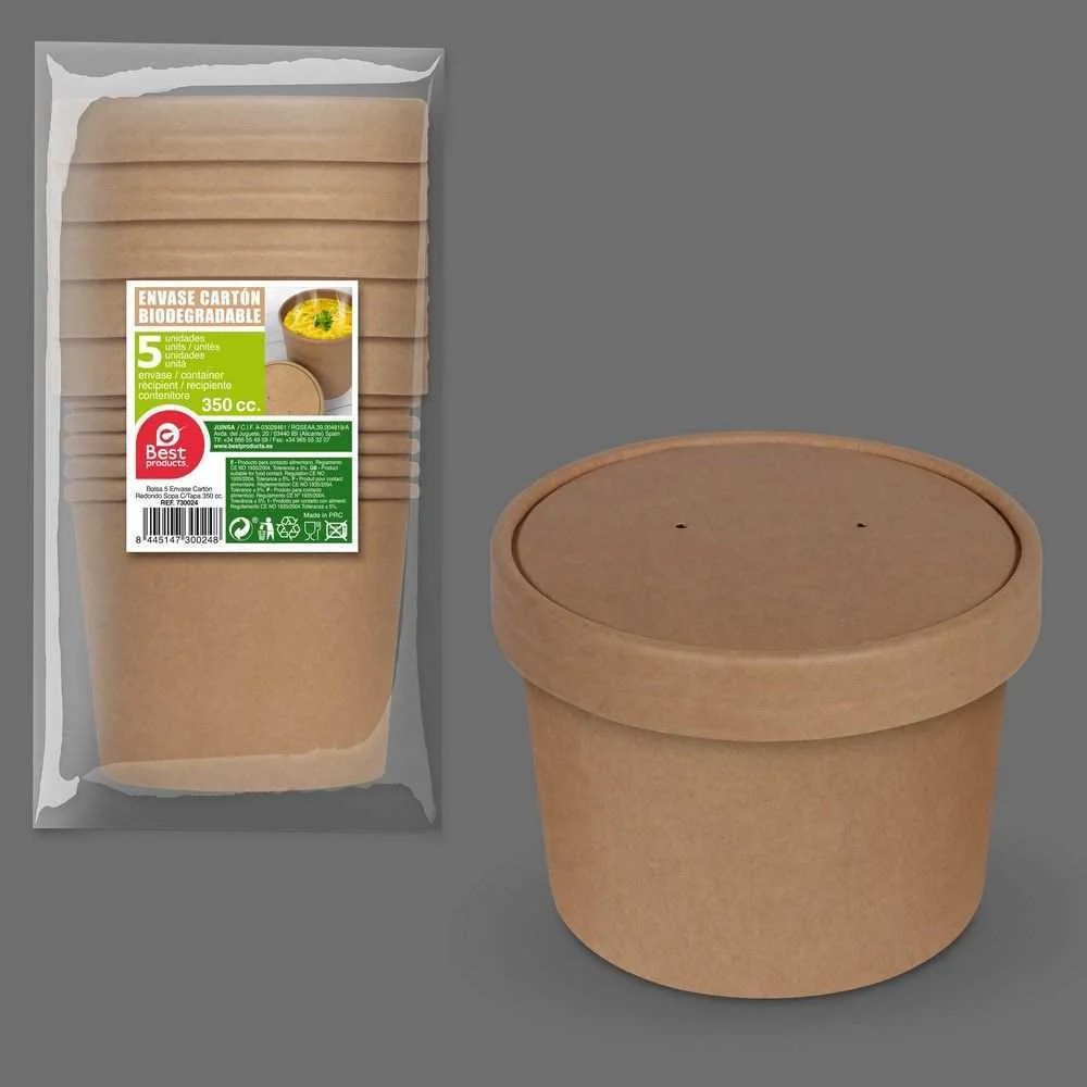 Recipiente em Cart&atilde;o Biodegrad&aacute;vel, com Tampa. 35.