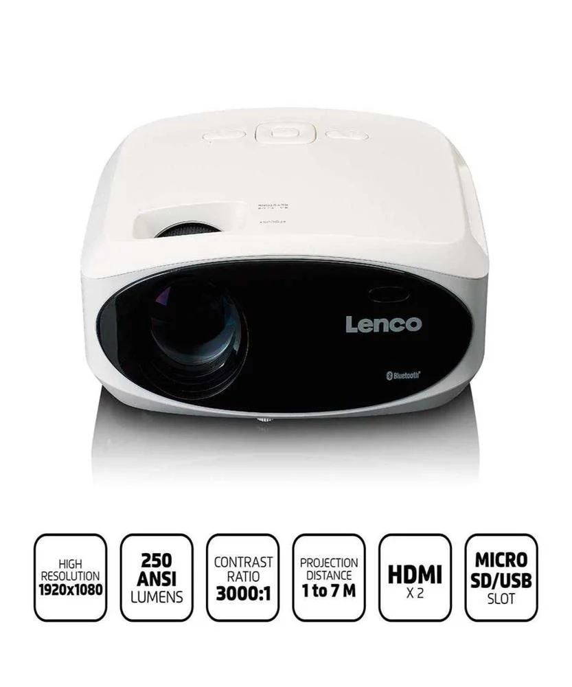 Proyector Lcd Full Hd 1080p Con Bluetooth Blanco