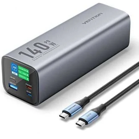 Powerbank 27000mah Vention Fhvh0/ 140w/ Gris/ Inc.