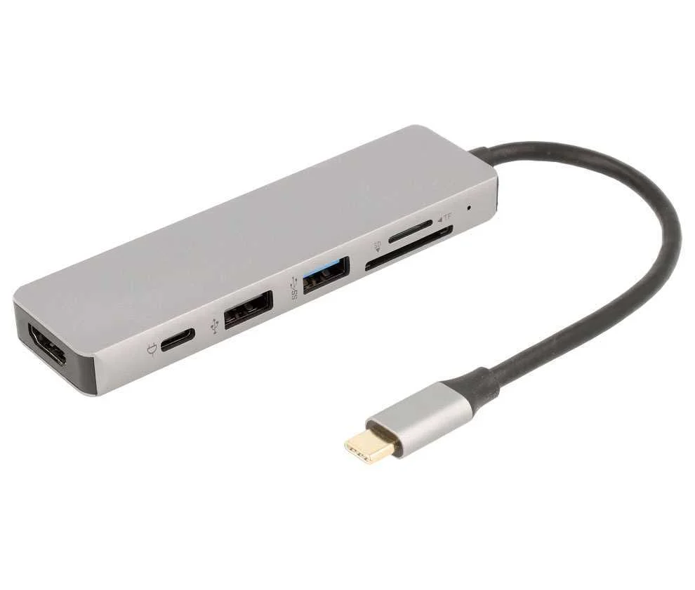 Adaptador 6 En 1 Hub Usb-C a Usb, Hdmi Y Lector D.