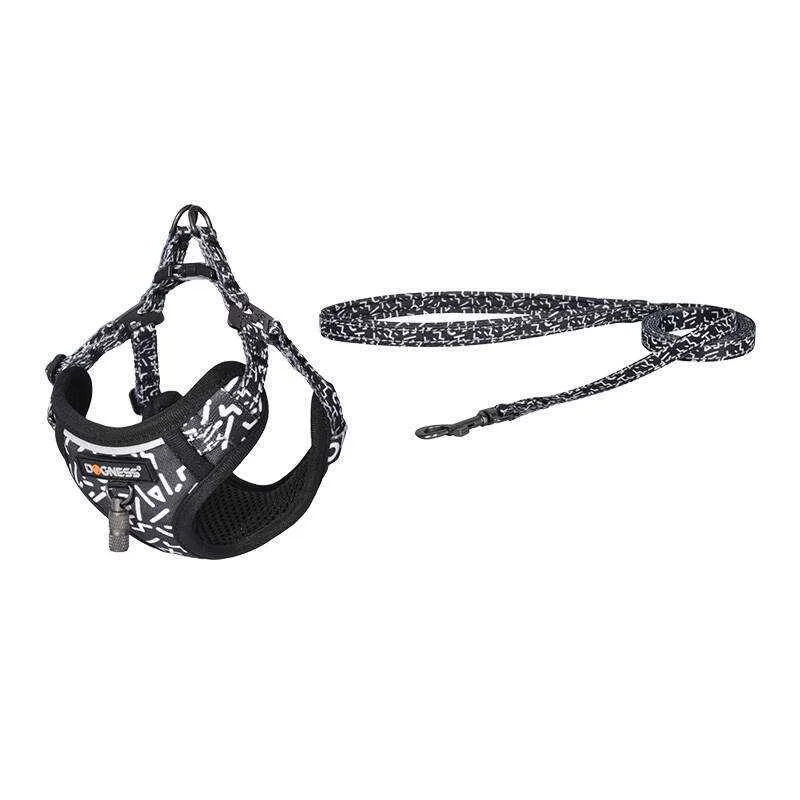 Conjunto para cães Arnês e trela Dogness (preto e.