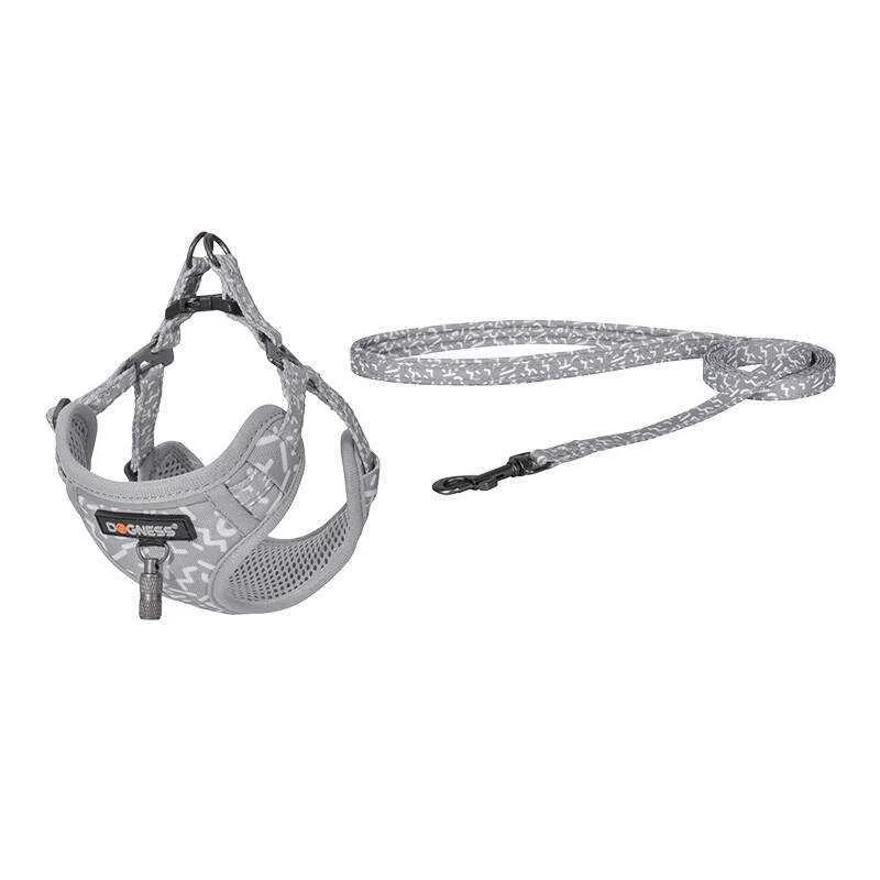 Conjunto para cães Dogness Arnês e trela (cinzent.