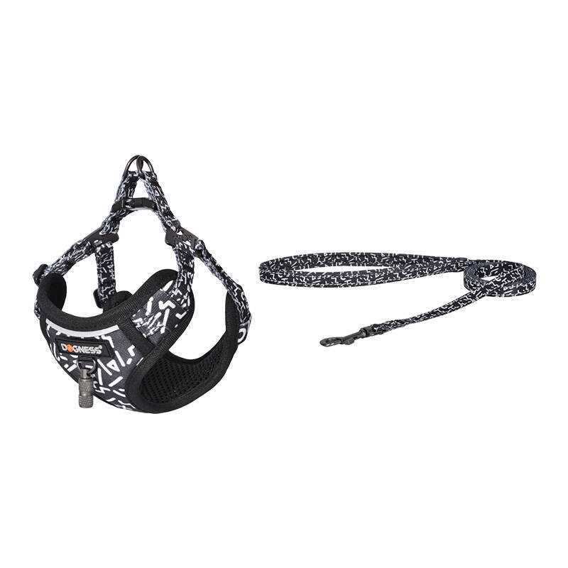 Conjunto de gato Dogness Arnês e trela (preto e b.
