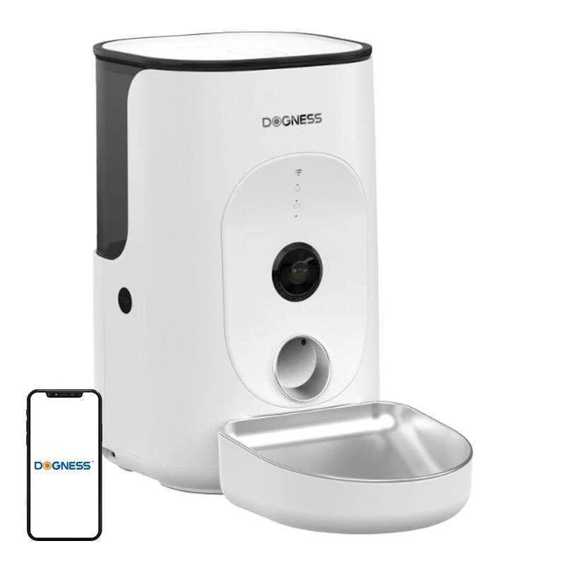 Automatic Pet Feeder With Camera Dogness F15 4l With Stainless Steel Bowl (White)