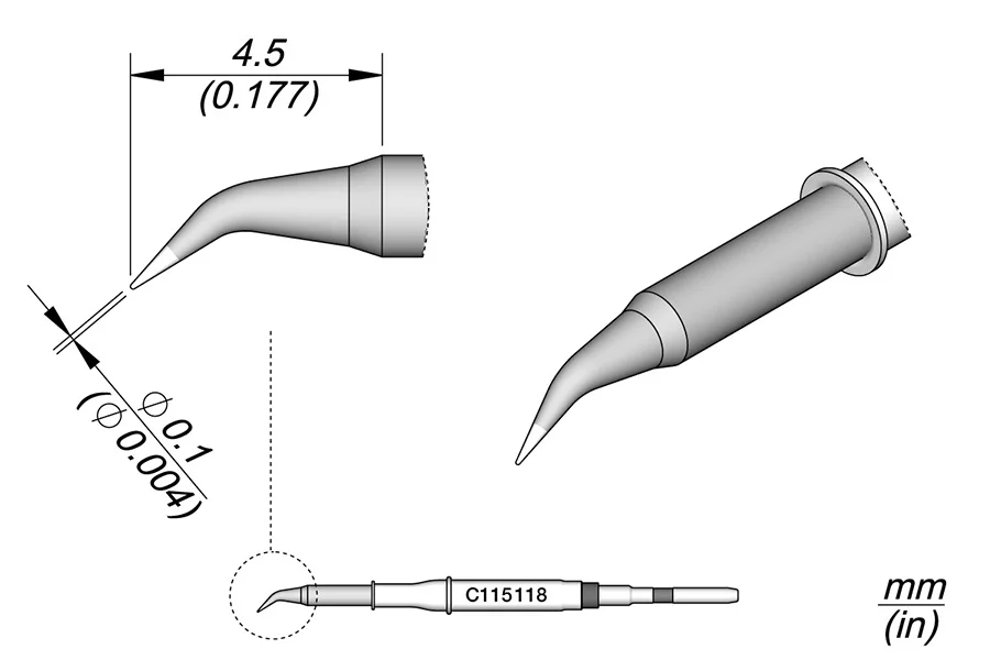 Cartucho cónico curvo Ø 0,1