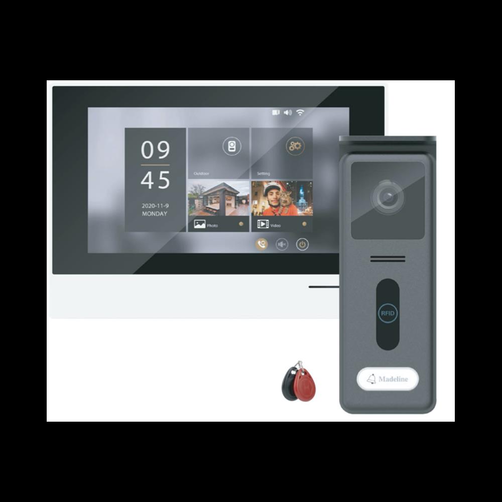Videoporteiro de 2 Fios com Monitor Tátil de 7" e Rfid