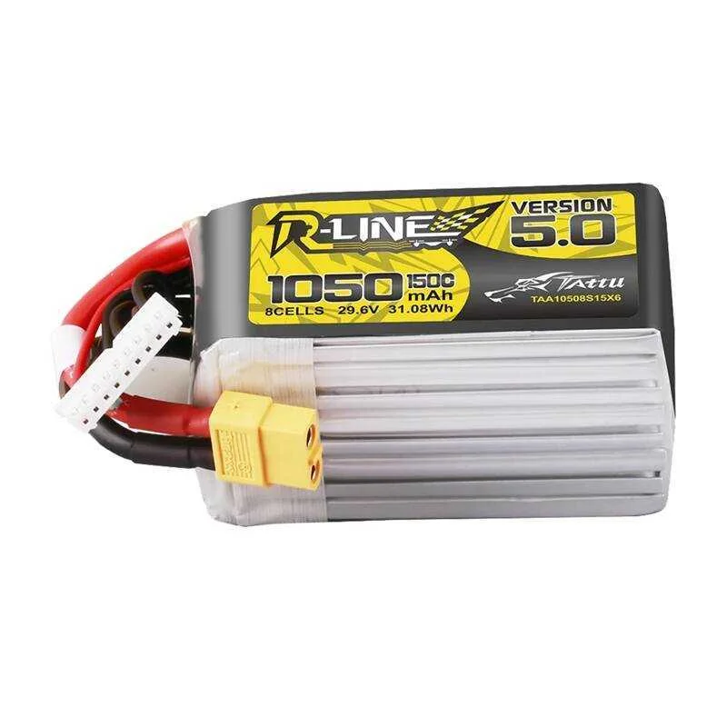 Lipo Tattu R-Line Version 5.0 1050mah 29.6v 8s 150c Battery With Xt60 Connector
