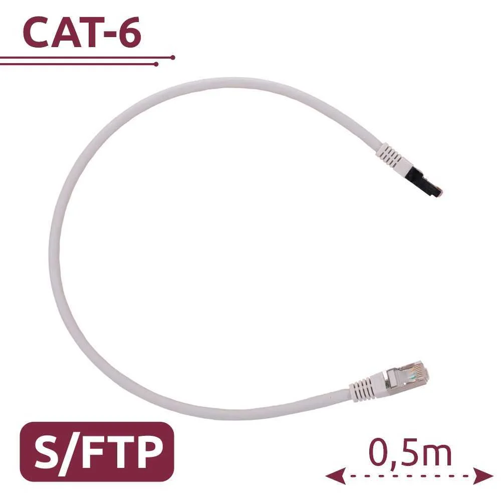 Cabo Sftp - Ethernet - Conectores Rj45 - Categoria 6a - 0,5 M - Cor Branco