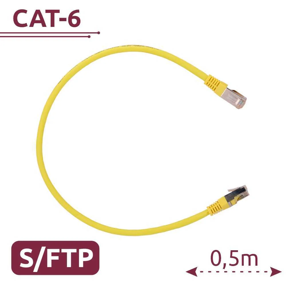 Cabo Sftp - Ethernet - Conectores Rj45 - Categoria 6a - 0,5 M - Cor Amarelo