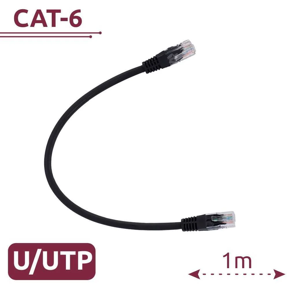 Cabo Utp - Ethernet - Conectores Rj45 - Categoria 6 - 1 M - Cor Preto