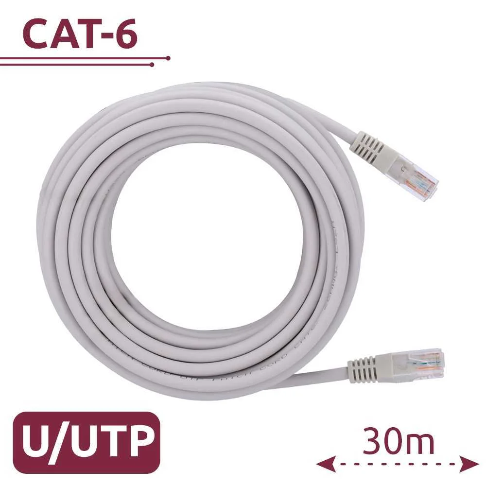 Cabo Utp - Ethernet - Conectores Rj45 - Categoria 6 - 30 M - Cor Branco