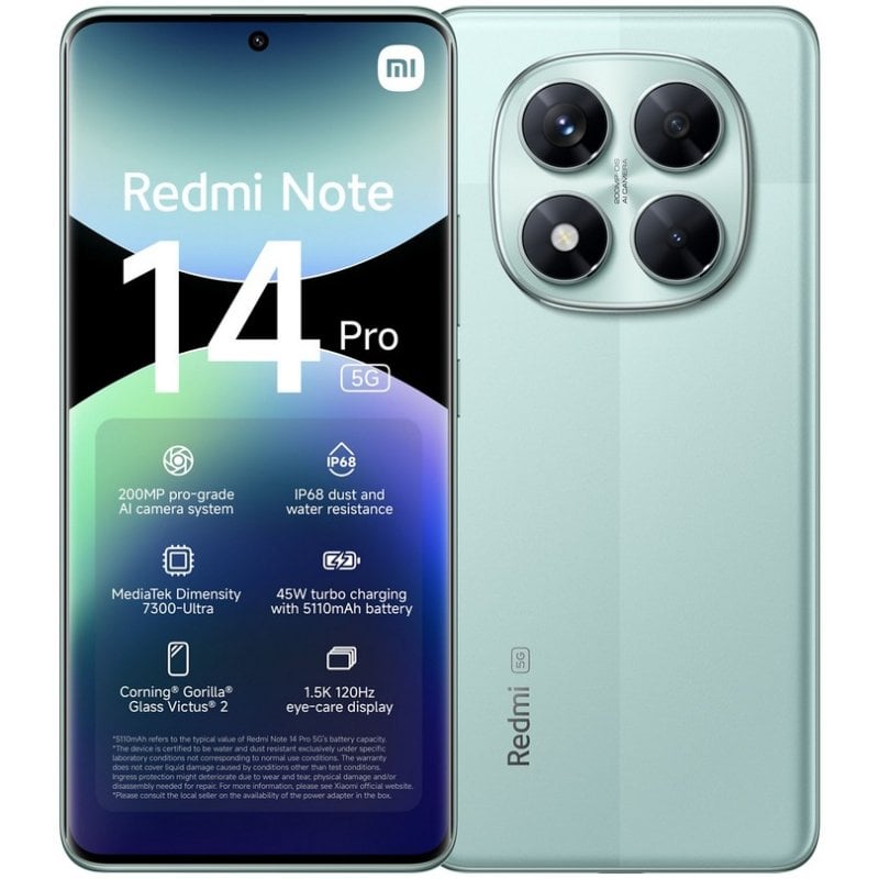 Smartphone Xiaomi Redmi Note 14 Pro 5g 8/256gb Verde Coral
