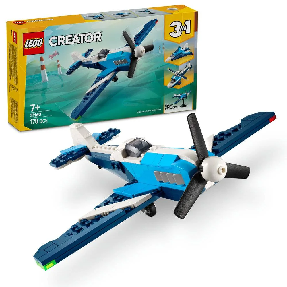 Lego Creator 3-In-1: Aeronave: Avião de Corrida | Idades 7+ | 178 Peças | Item 31160