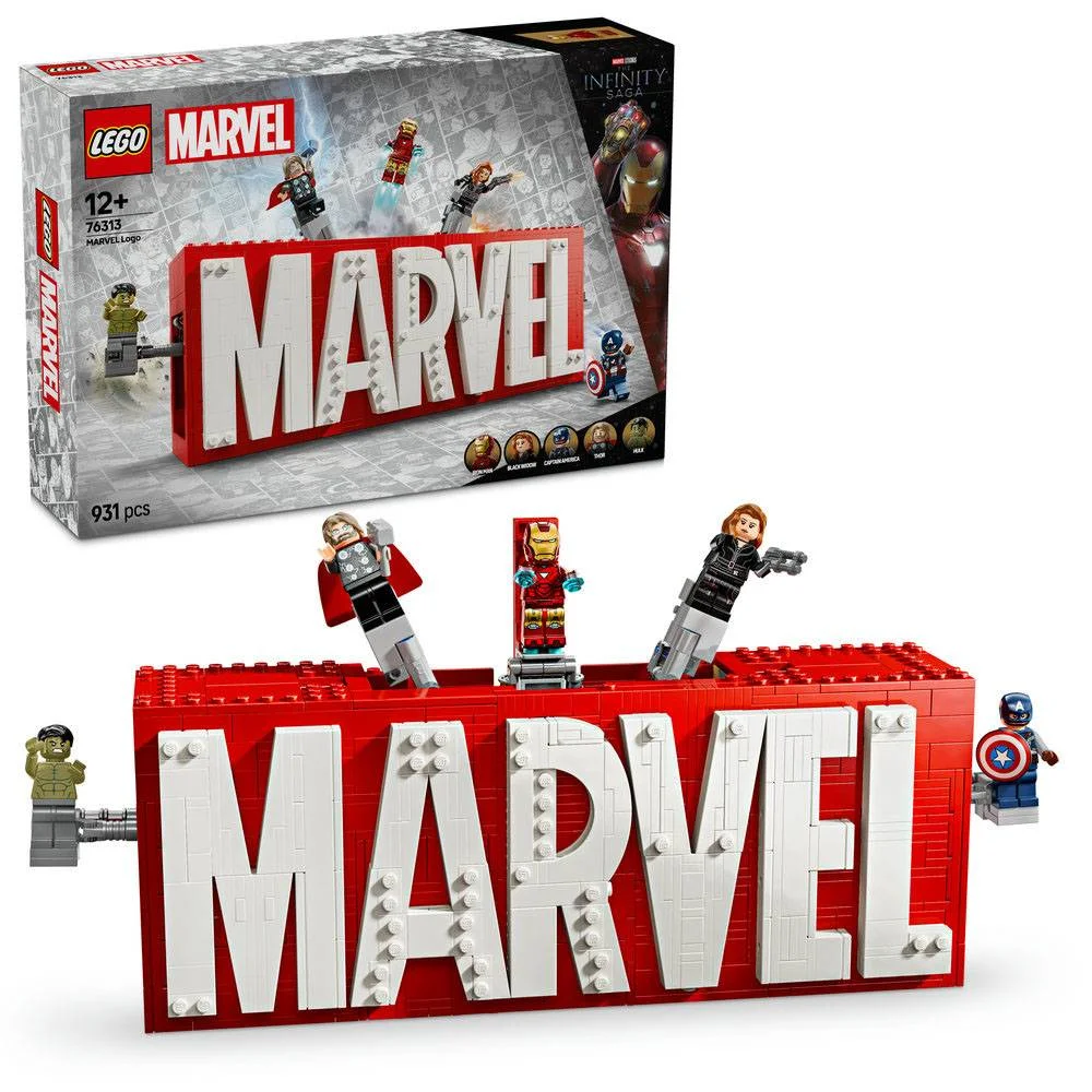 Lego Super Heroes: Logótipo Marvel e Minifiguras | Idades 12+ | 931 Peças | Item 76313