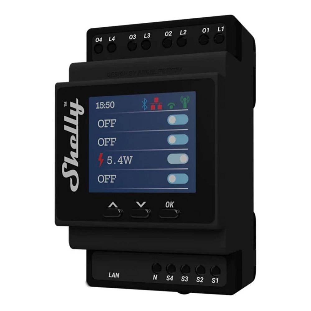Shelly Pro 4pm Wifi + Ethernet 4-Gang Smart Relay Switch With Power Meter
