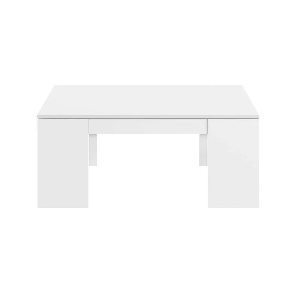 Mesa de centro elevável, branco brilhante