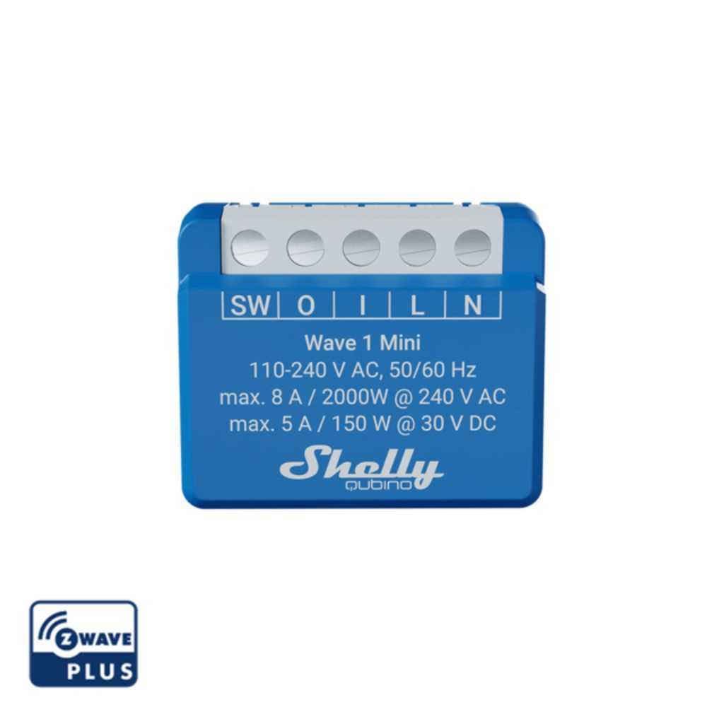 Shelly Qubino Wave 1 Mini Relé Inteligente com 1 Gang, com Protocolo Z-Wave