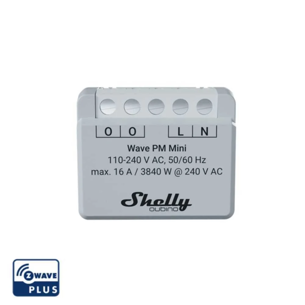 Shelly Qubino Wave Pm Mini Smart Relay With 1-Gang, Power Meter, With Z-Wave Protocol