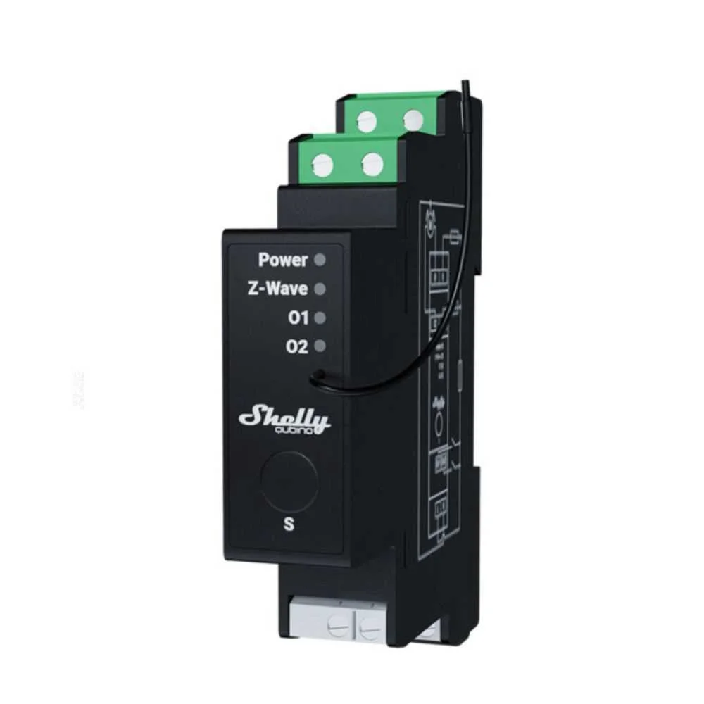 Shelly Qubino Wave Pro 2 Shutter Smart Din-Rail Relay para Controlo de Obturador de Rolo, com Z-Wave