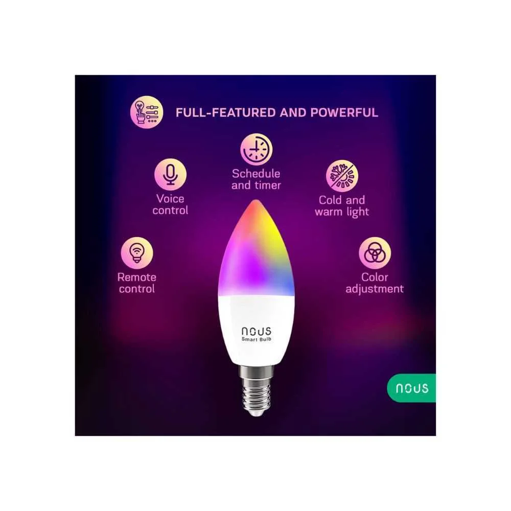 Lâmpada RGB Nous P4 Smart Tuya Wi-Fi (soquete E14.