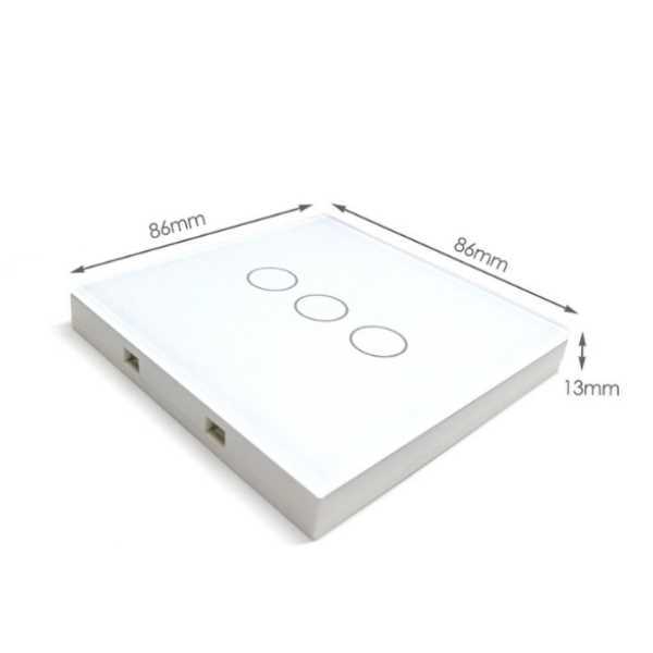 Smartwise T1r3w (R2) Interruptor Tátil de Parede Rf Sem Fios de 3 Gangues (Branco)