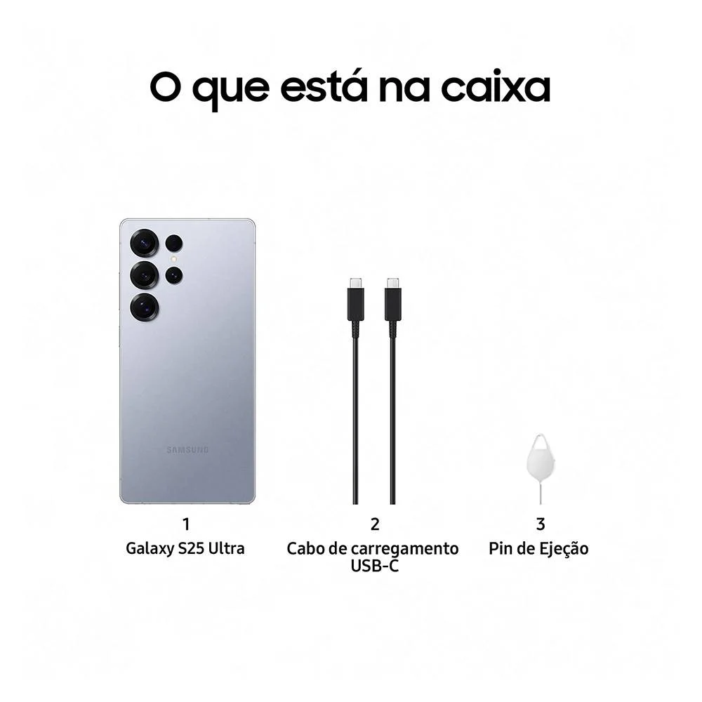 Smartphone Samsung Galaxy S25 Ultra 5g 12/1tb Azul Prateado Titânio