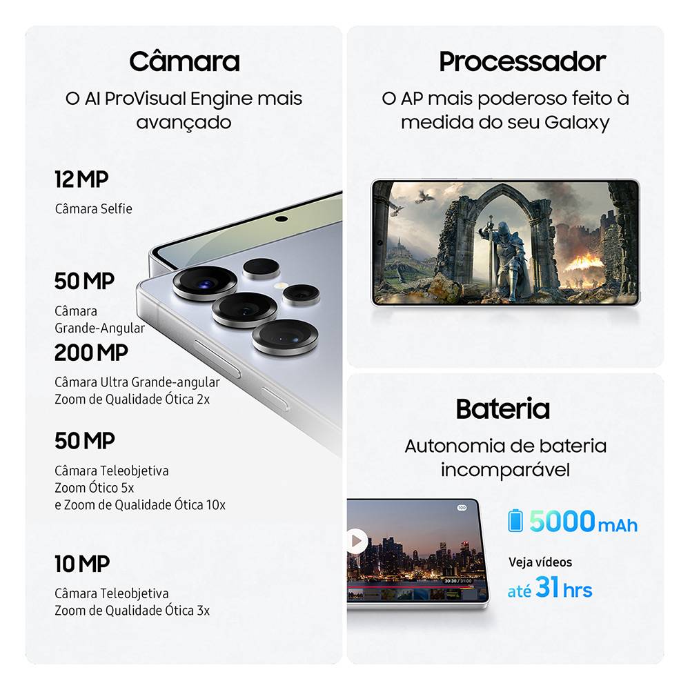 Smartphone Samsung Galaxy S25 Ultra 5g 12/256gb Cinzento Titânio