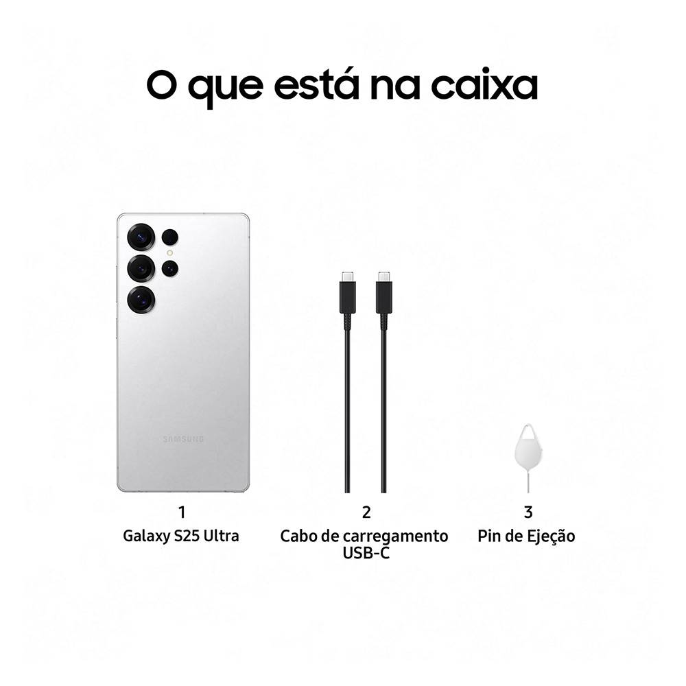 Smartphone Samsung Galaxy S25 Ultra 12/256gb Branco Prateado Titânio